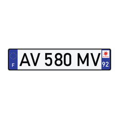 License plate number registration number