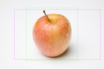 Manzana sana y saludable con dibujos y símbolos, fórmulas y otras cosas