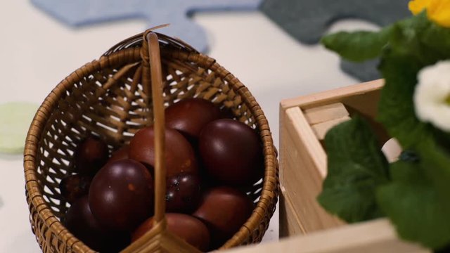 Easter egg placed in basket