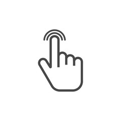 Click icon. Finger tap click. Hand index finger on a grey colored background. Vector
