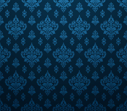 Dark blue background with floral pattern in retro style