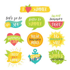 Lovely cute bright summer colorful vector set.