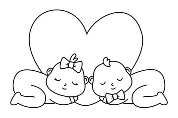 babys sleeping with heart in black and white