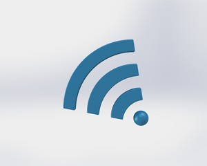 3D Rendering Blue Wifi Wireless Network Symbol isolated on white background – Illustration 