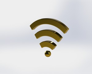3D Rendering Gold Wifi Wireless Network Symbol isolated on white background – Illustration
