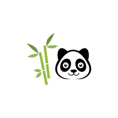 Panda and bamboo logo template