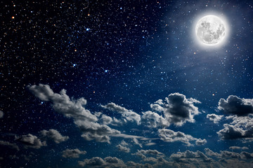 backgrounds night sky with stars and moon and clouds. 