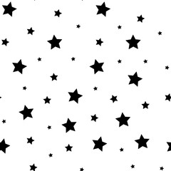 Black star template seamless pattern. Cute kids star seamless pattern. Seamless patter with stars. Star background. Babies stile. Vector illustration on white background