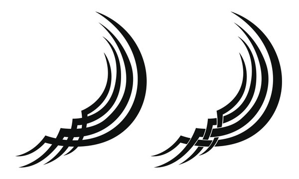 Set of two maori tribal tattoos. Isolated black decorative vector illustration on white background