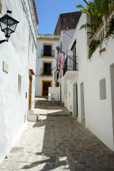 Narrow street in old town.Eivissa.Ibiza Island.Spain.