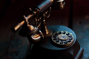 old telephone on the table