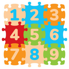 Vector Foam Baby Kids Play Mat Number Puzzle. Isolated on white background.