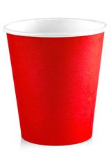 The red paper cup isolated on white background