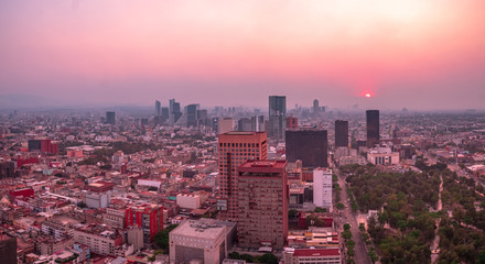 View from the Torre Latinoamericana Tower across Mexico City Skyline