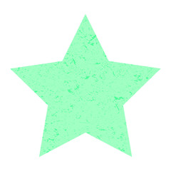 Grunge star.  Pastel green star  with texture on an isolated white background.  Illustration.