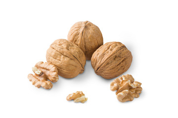 Walnuts, Walnuts on white background, Walnuts isolated,  Walnuts kernel