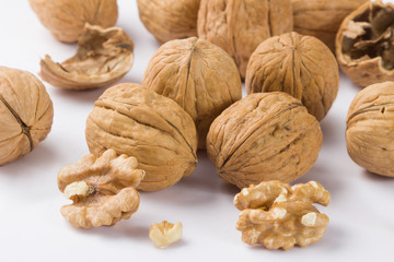 Walnuts, Walnuts on white background, Walnuts isolated,  Walnuts kernel