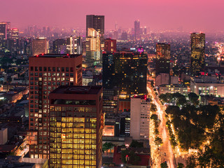 Fototapeta na wymiar View from the Torre Latinoamericana Tower across Mexico City Skyline