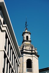 church architecture in Bilbao city Spain, cathedral monument in the street