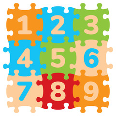 Vector Foam Baby Kids Play Mat Number Puzzle. Isolated on white background.