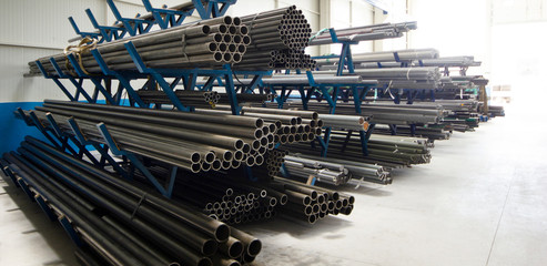 steel pipes in the factory