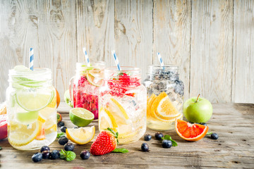 Various fruit and berry lemonade - obrazy, fototapety, plakaty