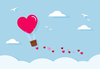 Love and valentine day. Heart air balloon.