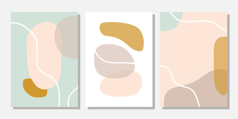 Fototapeta na wymiar Modern templates with abstract shapes in pastel colors. Contemporary collage style for wedding invitations, flyers, cards, poster, magazine cover, etc.