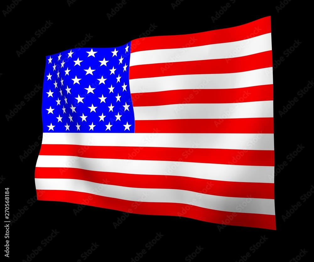 Wall mural waving flag of the united states of america on a dark background. stars and stripes. state symbol of