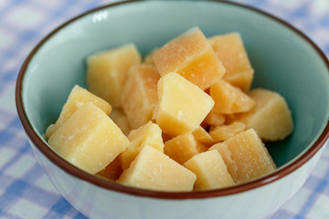 Pieces of hard swrapped in a bowl