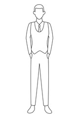 young man cartoon black and white