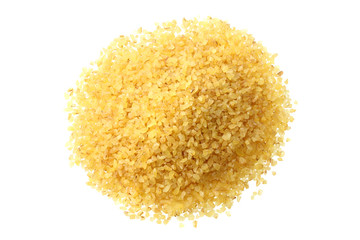 dry bulgur wheat isolated on white background
