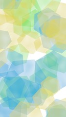 Multicolored translucent hexagons on white background. Vertical image orientation. 3D illustration