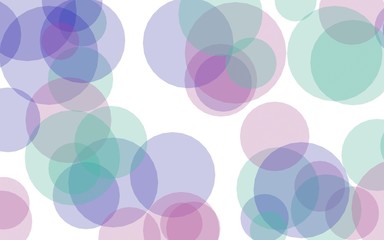 Multicolored translucent circles on a white background. Pink tones. 3D illustration