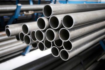 steel pipes in the factory