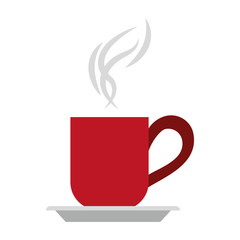 Hot coffee mug on dish Vector illustration