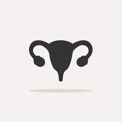 Uterus human icon with shadow on beige background