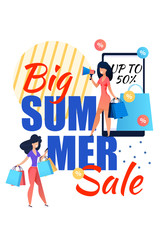 Big Summer Sale Lettering Flat Poster for Women