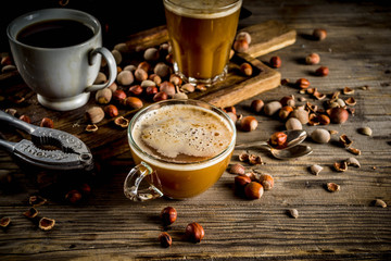 Homemade hazelnut coffee latte