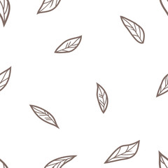 Vector illustration of tree leaves on white background. Seamless pattern of classic style. Flat design for design and textile products