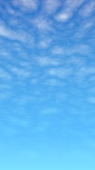 Blue sky background with white clouds. Cumulus white clouds in the clear blue sky in the morning. 3D illustration