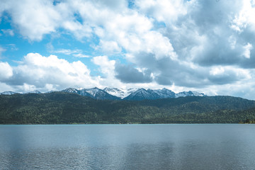 panoramic view Mountains and lake