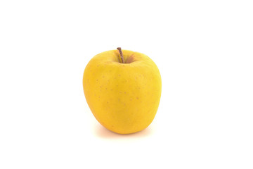 close up of yellow apple on white background with clipping path.