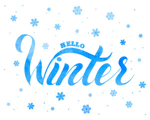Illustration of winter lettering and snowflakes inside