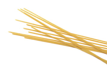Integral spaghetti, pasta isolated on white, top view 