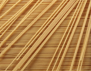 Integral spaghetti pasta background and texture, top view