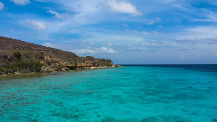 Aerial view over a beautiful beach near Soto - Curaçao/Caribbean /Dutch Antilles