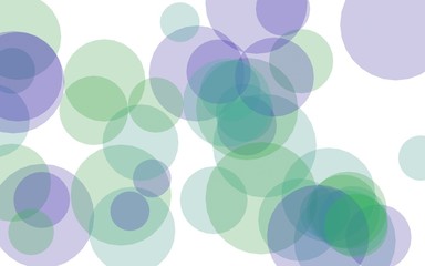 Multicolored translucent circles on a white background. Green tones. 3D illustration