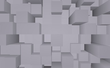 Abstract gray elegant cube geometric background. Chaotically advanced rectangular bars. 3D Rendering, 3D illustration