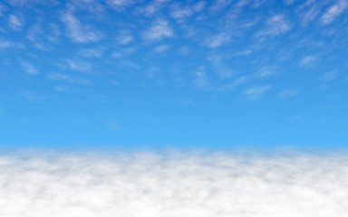Fototapeta premium Blue sky background with white clouds. Cumulus white clouds in the clear blue sky in the morning. 3D illustration